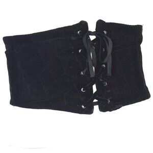 Antique 7" Wide Laced Velvet Corset Belt